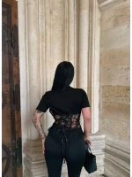 Siyah Güpürlü Korse Tişört
