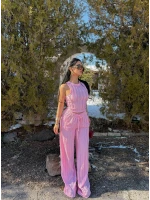 Pembe Halter Ters Dikişli İkili Takım