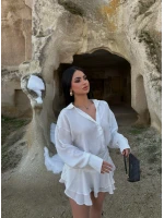 Beyaz Şortlu Gömlek Elbise