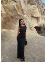 Siyah Sırt Açık Long Elbise
