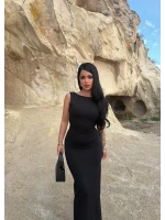 Siyah Sırt Açık Long Elbise