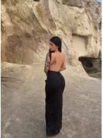 Siyah Sırt Açık Long Elbise