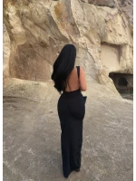 Siyah Sırt Açık Long Elbise