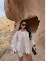 Beyaz Tek Cep Sırt Dekolte Gömlek