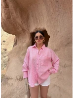 Pembe Tek Cep Sırt Dekolte Gömlek