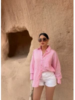 Pembe Tek Cep Sırt Dekolte Gömlek