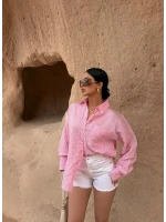 Pembe Tek Cep Sırt Dekolte Gömlek