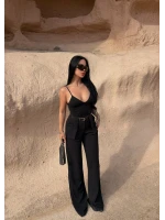 Kemerli Yüksek Bel Örme Pantolon