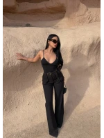 Kemerli Yüksek Bel Örme Pantolon