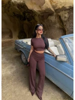 Kahve Şeritli Modal İkili Takım