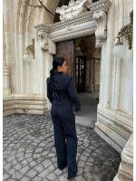 Lacivert Çizgili Blazer Üçlü Takım