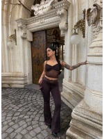 Kahve Güpür Detaylı Tayt İkili Takım