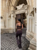 Kahve Güpür Detaylı Tayt İkili Takım