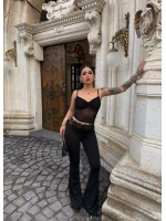 Siyah Güpür Detaylı Tayt İkili Takım