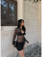 Aksesuarlı Dantel Elbise