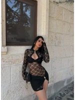 Aksesuarlı Dantel Elbise