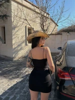 Siyah İp Askılı Basic Elbise