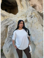 Beyaz Sırt ve Kol Güpürlü Modal Tişört