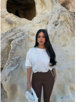 Beyaz Sırt ve Kol Güpürlü Modal Tişört