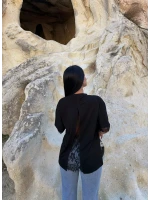 Siyah Sırt ve Kol Güpürlü Modal Tişört