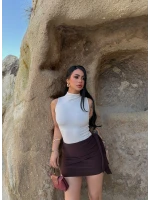 Beyaz Balıkçı Yaka Kolsuz Bluz