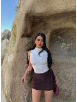 Beyaz Balıkçı Yaka Kolsuz Bluz