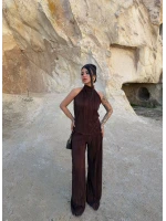 Kahve Sırt Dekolte Fitilli Takım