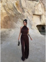 Kahve Sırt Dekolte Fitilli Takım