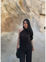 Siyah Sırt Dekolte Fitilli Takım