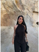 Siyah Sırt Dekolte Fitilli Takım