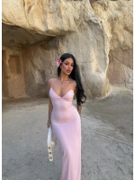 Pudra İp Askılı Maxi Basic Elbise