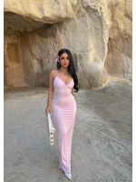 Pudra İp Askılı Maxi Basic Elbise