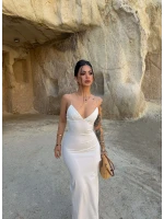 Beyaz İp Askılı Maxi Basic Elbise