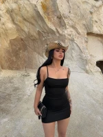Siyah Askılı Bodycon Mini Elbise