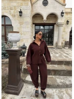 Kahve Modal Gömlek Pantolon İkili Takım