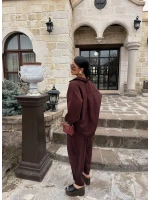 Kahve Modal Gömlek Pantolon İkili Takım