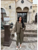 Haki Modal Gömlek Pantolon İkili Takım