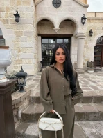 Haki Modal Gömlek Pantolon İkili Takım