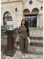 Haki Modal Gömlek Pantolon İkili Takım