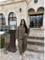 Haki Modal Gömlek Pantolon İkili Takım