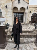 Siyah Modal Gömlek Pantolon İkili Takım