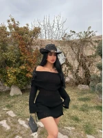 Siyah Katlamalı Triko Madonna Elbise