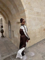 Kahve Saten Eşofman İkili Takım
