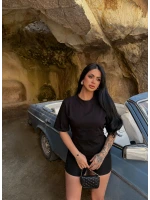 Siyah Sırt Bağlamalı Compact Tişört