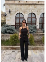 Siyah Yaka Aksesuarlı İkili Takım