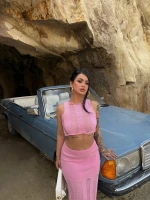 Pembe Triko Etek Büstiyer İkili Takım