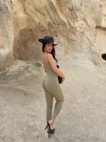 Haki Askılı Basic Slim Tulum