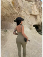 Haki Askılı Basic Slim Tulum