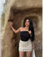 Siyah Omuz Aksesuarlı Sandy Crop
