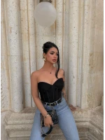 Siyah İçi Destekli Straplez Korse